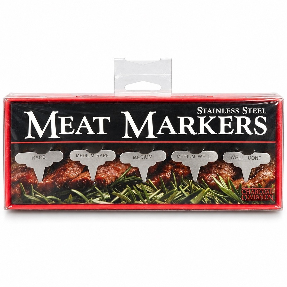 Charcoal Companion Meat Markers CC5040 Stainless Steel Set of 5 BBQ Grill NOS